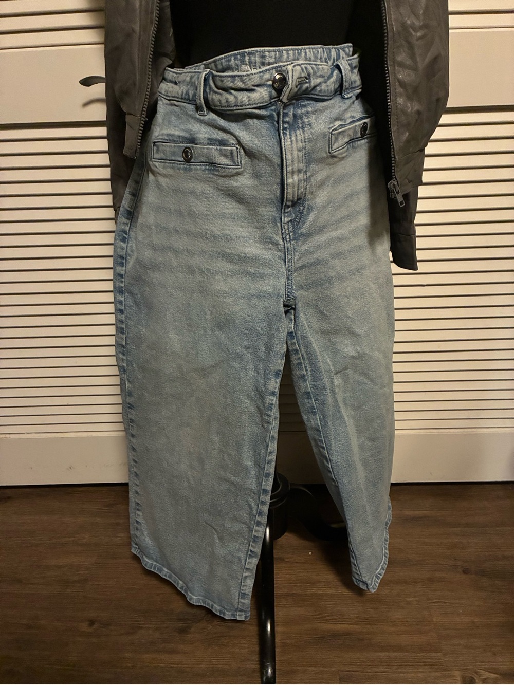 Michael Kors Light Blue High-Waist Denim Midi Skirt
